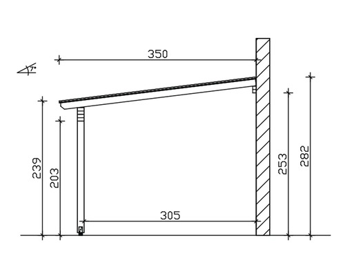 Dessin technique d''un carport avec dimensions.