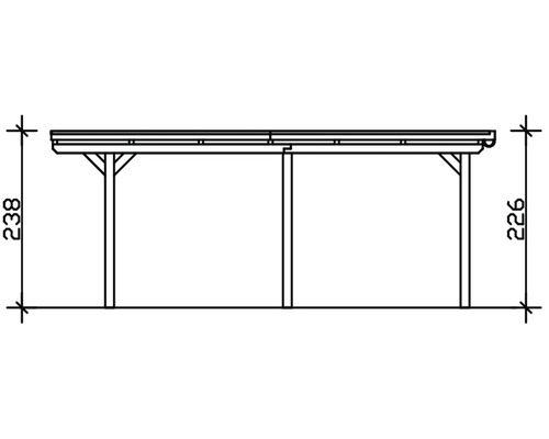Dessin technique d''un carport avec indication de la hauteur