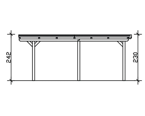 Dessin technique d''un carport avec indications de dimensions.