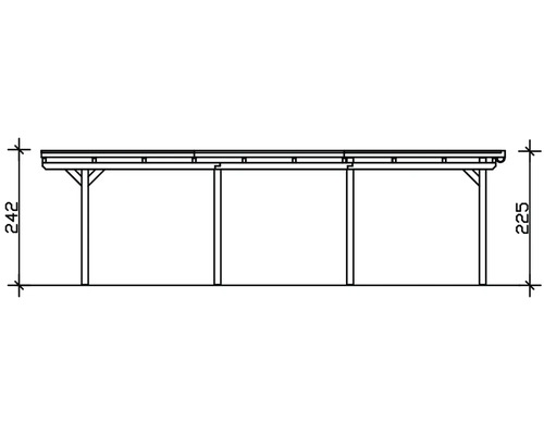 Dessin d''un abri en bois avec les dimensions 242 et 225