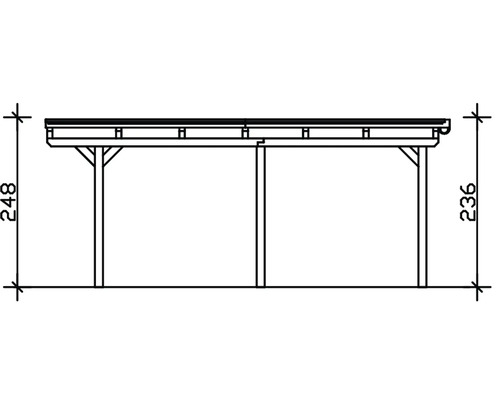Zeichnung eines Carports mit den Maßen 248 und 236
