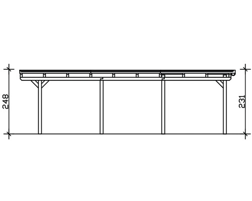 Technische Zeichnung eines Carports mit Höhenangaben.