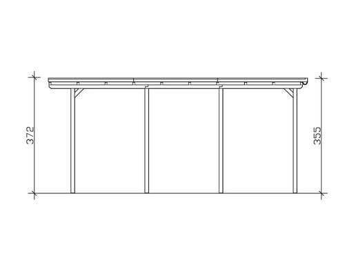 Technische Zeichnung eines Carports mit Maßangaben