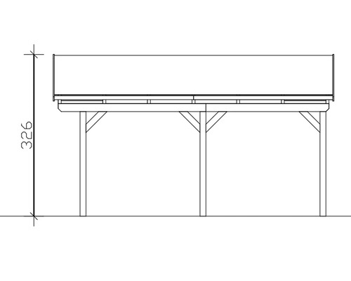 Dessin technique d''un abri avec indication de hauteur 326