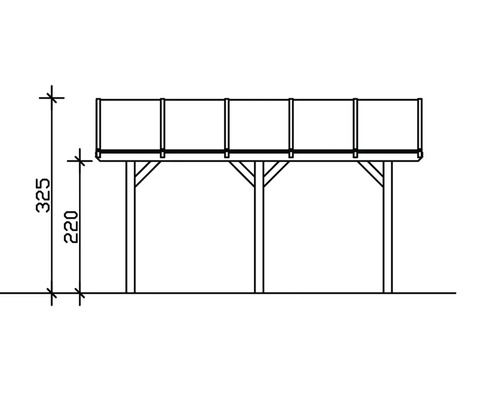 Technische Zeichnung eines Gartenhauses mit Maßangaben
