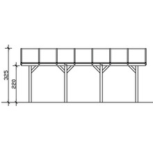 Dessin d''une sous-structure de terrasse en bois avec dimensions