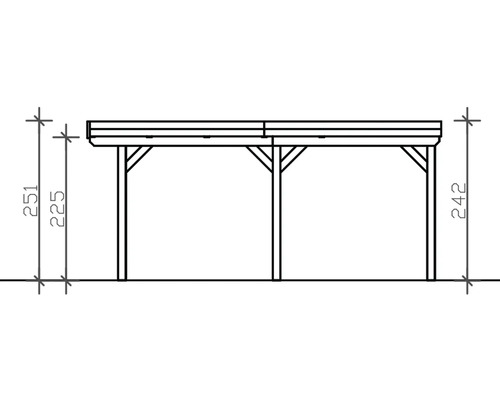 Dessin technique d''un carport avec dimensions.