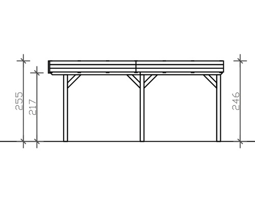 Technische Zeichnung eines Pavillons mit Maßangaben