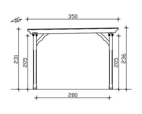 Schéma technique d''une pergola avec dimensions.