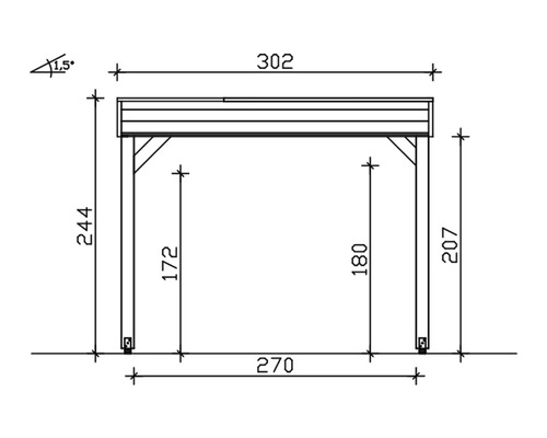 Dessin technique d''un carport avec dimensions.
