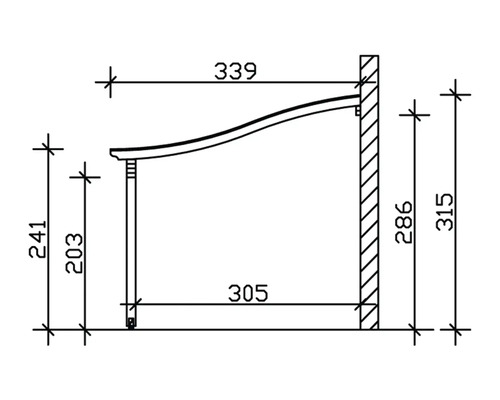 Dessin technique d''un store banne avec dimensions.