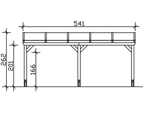 Schéma d''une terrasse en bois avec dimensions.