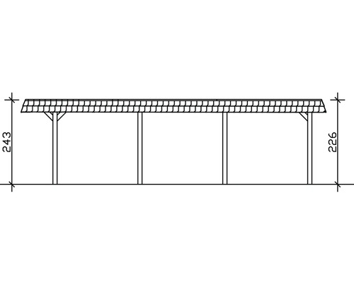 Technische Zeichnung eines Carports mit Höhenangaben