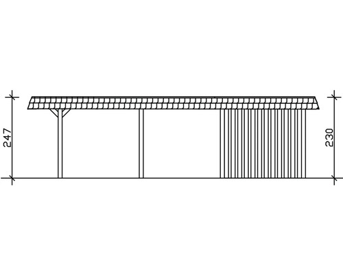 Technische Zeichnung eines Carports mit Angabe der Maße