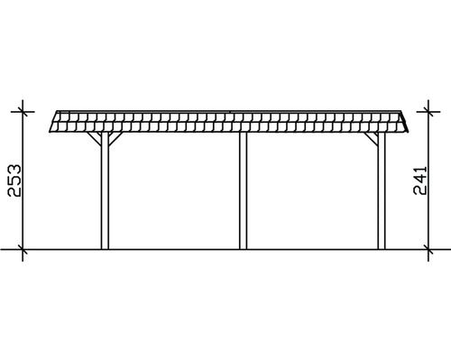 Technische Zeichnung eines Carports mit Höhenangaben
