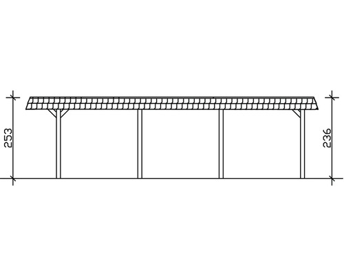 Technische Zeichnung eines Carports mit Maßangaben