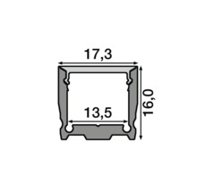 Technische Zeichnung eines LED-Profils mit Maßangaben