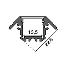 Profilquerschnitt mit Maßangaben 13,5 und 22,8