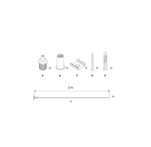 Abbildung der Bestandteile eines Sets: Dübel, Schrauben und Zubehörteile.