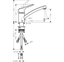 Dessin technique d''un robinet avec indications de dimension
