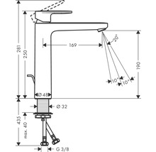 Schéma technique d''un robinet avec cotes