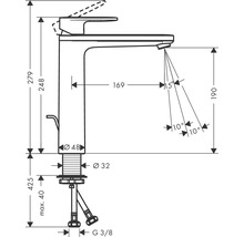 Dessin technique d''un robinet avec dimensions