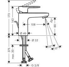 Dessin technique d''un robinet avec cotes