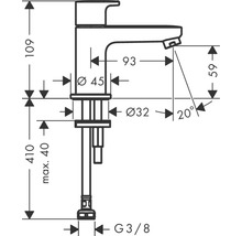 Schéma technique d''un robinet avec dimensions