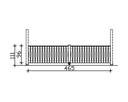 Technische Zeichnung eines Geländers mit Maßangaben