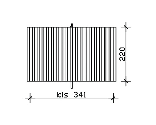 Technische Zeichnung eines Brettes mit den Maßen bis 341 mal 220