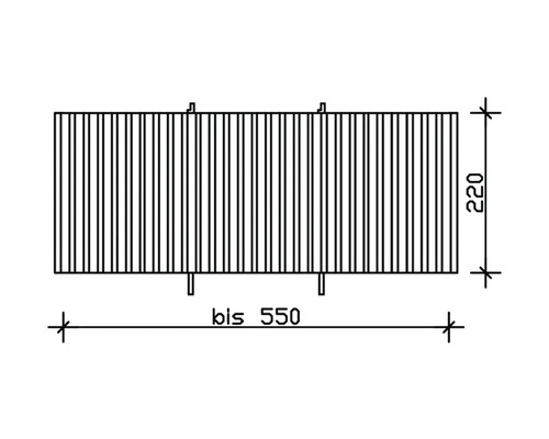 Technische Zeichnung eines Fassadenprofils mit Maßen 220 mal bis zu 550