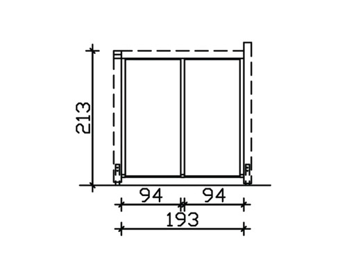 Schéma technique d''une porte coulissante avec dimensions