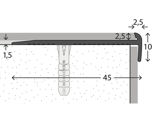 Illustration eines Treppenkantenprofils mit Maßangaben