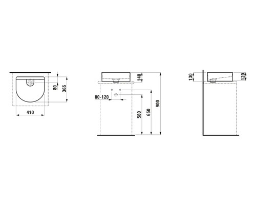 Schéma technique d''un WC suspendu avec dimensions