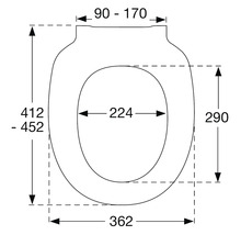 Schéma technique d''un siège de WC avec dimensions