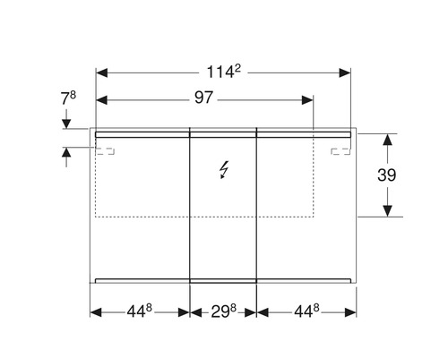 Schéma technique d''une armoire de toilette avec dimensions