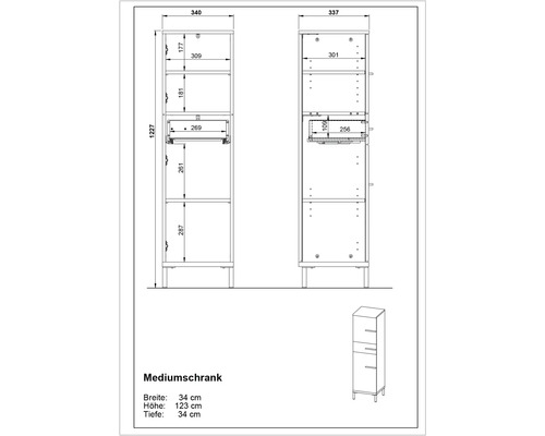 Dessin technique d''une armoire colonne avec dimensions