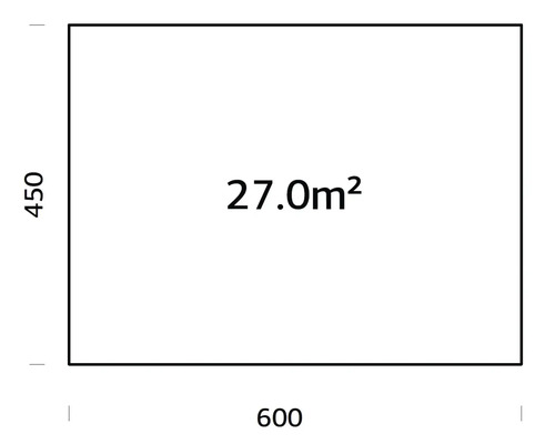 Grundriss mit den Maßen 600 mal 450 und einer Fläche von 27 Quadratmetern