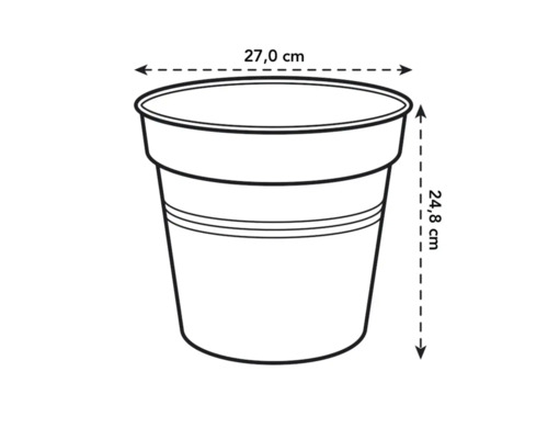 Abbildung eines Pflanzgefässes mit den Massen 27,0 cm Breite und 24,8 cm Höhe