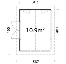 Pavillon Palmako Isabella 10,9 m² inkl. Fussboden 401 x 303 cm tauchgrundiert