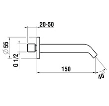 Dessin technique d''un robinet mural avec indications de dimensions