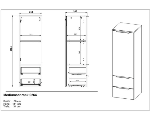 Dessin technique d''une armoire haute avec dimensions