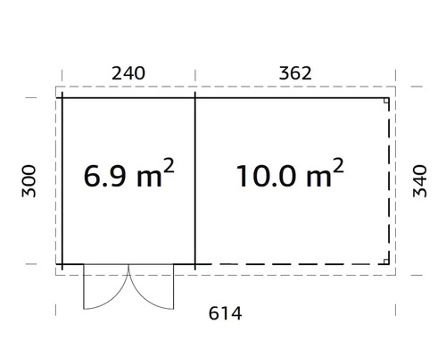 Plan d''un abri de jardin avec indication de surface en mètres carrés
