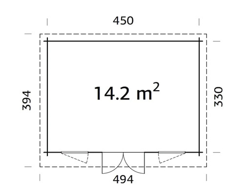 Plan d''un abri de jardin avec indications de dimension