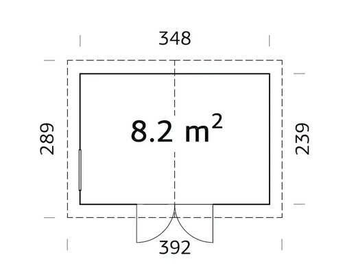 Plan avec dimensions en centimètres et mètres carrés