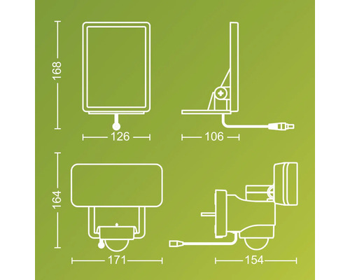 Technische Zeichnung einer Aussenleuchte mit Massangaben