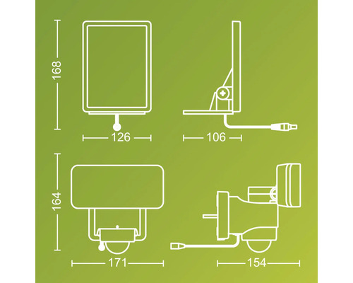 Dessin technique d''un luminaire extérieur avec indications de dimensions