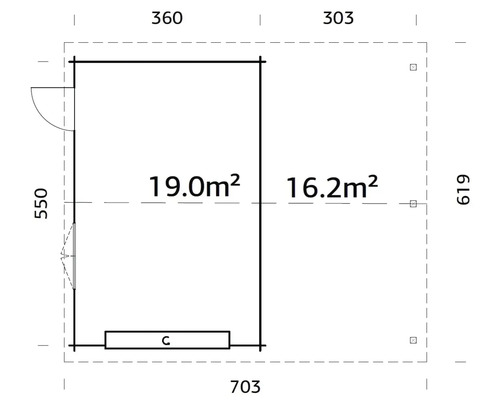 Plan d''un cabanon de jardin avec dimensions