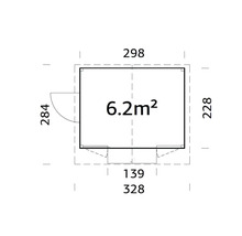 Plan avec dimensions, superficie 6.2 mètres carrés