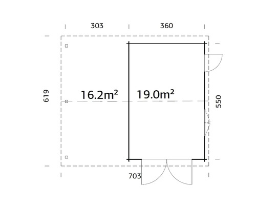 Grundrisszeichnung mit Massangaben